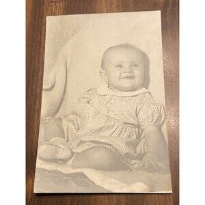 Vintage Black & White Baby Girl Smiling Photograph
